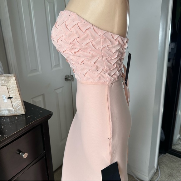 LULU’S STUNNING CONCEPT MESH RHINESTONE STRAPLESS MAXI DRESS - Picture 10 of 16